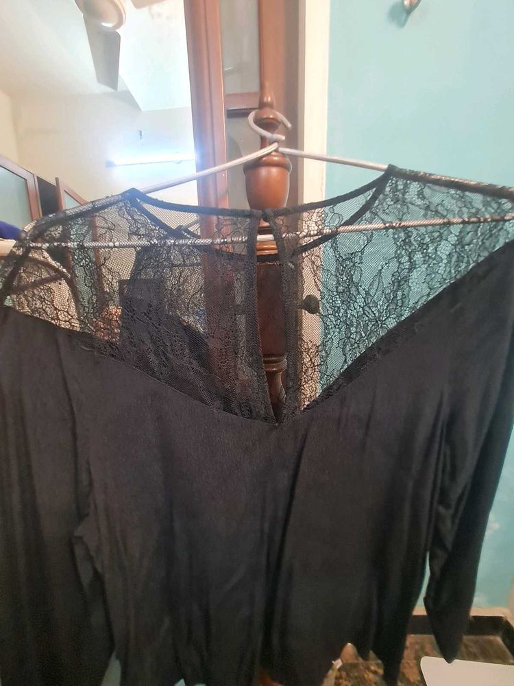 Elegant Black Lace Detail Top