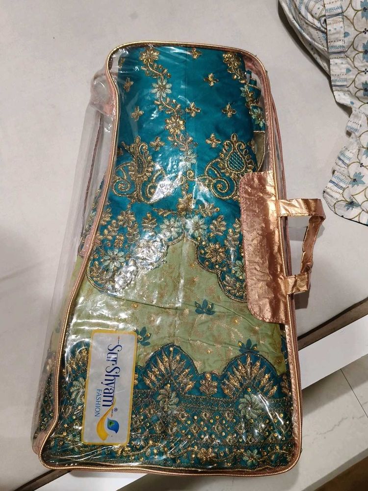 Embroidered Teal &amp; Green Lehenga Choli Set