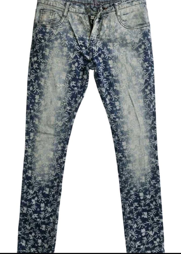 Floral Print Denim Jeans