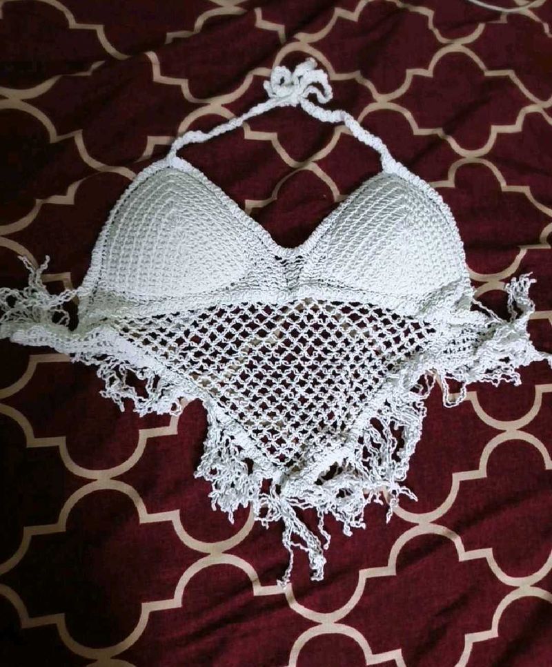 Boho-Chic Crochet Halter Crop Top
