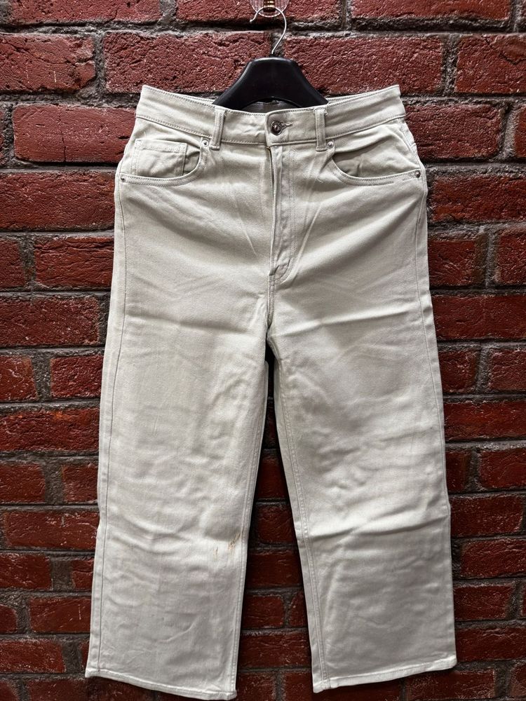 Light Green Wash Wide Leg Jeans