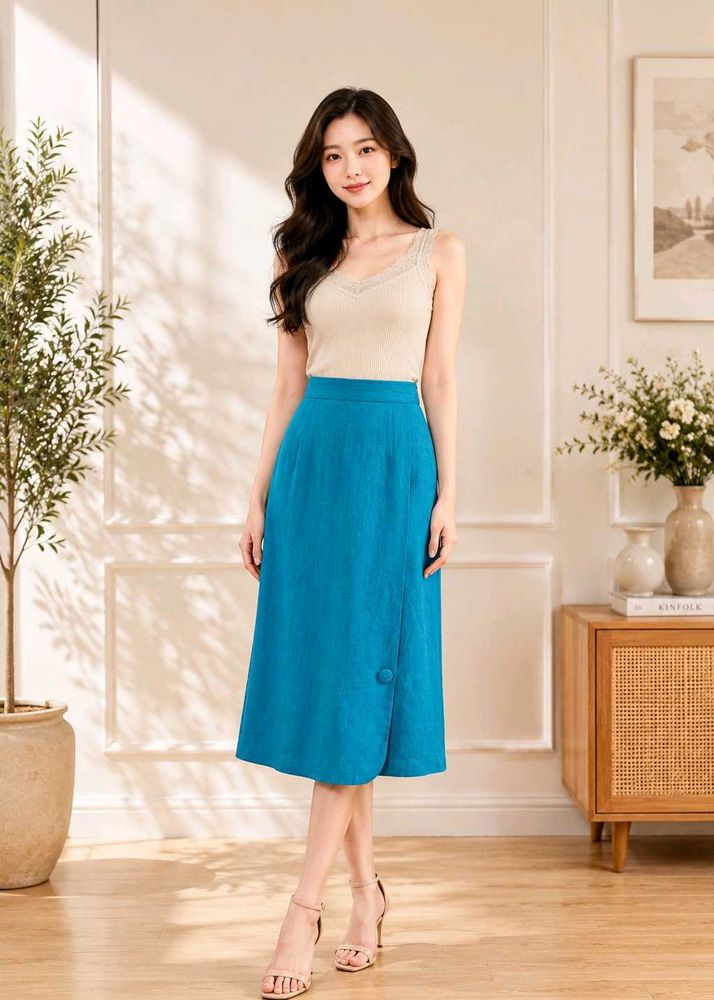 Stunning Blue Midi Skirt