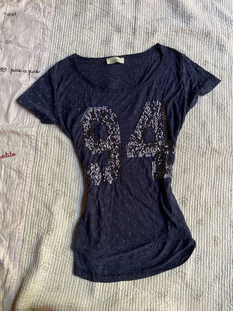 y2k Navy Sequin "94" T-Shirt