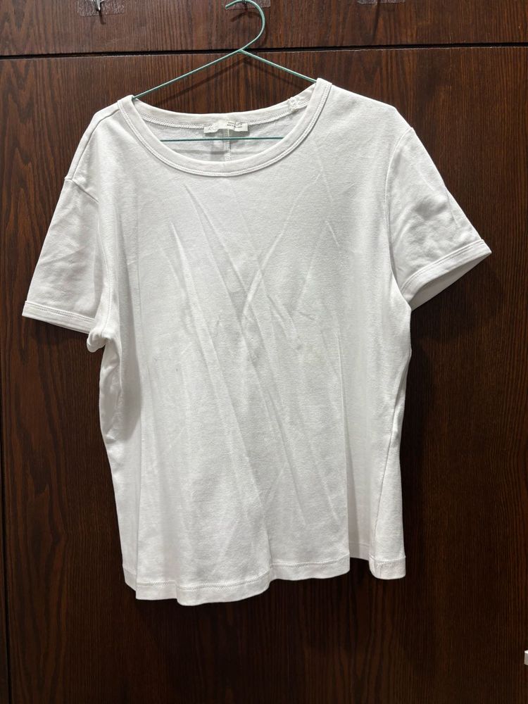 ZARA White Crew Neck T-Shirt