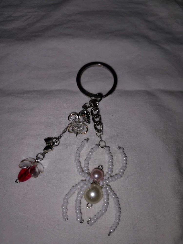 Beaded Spider Keychain Charm