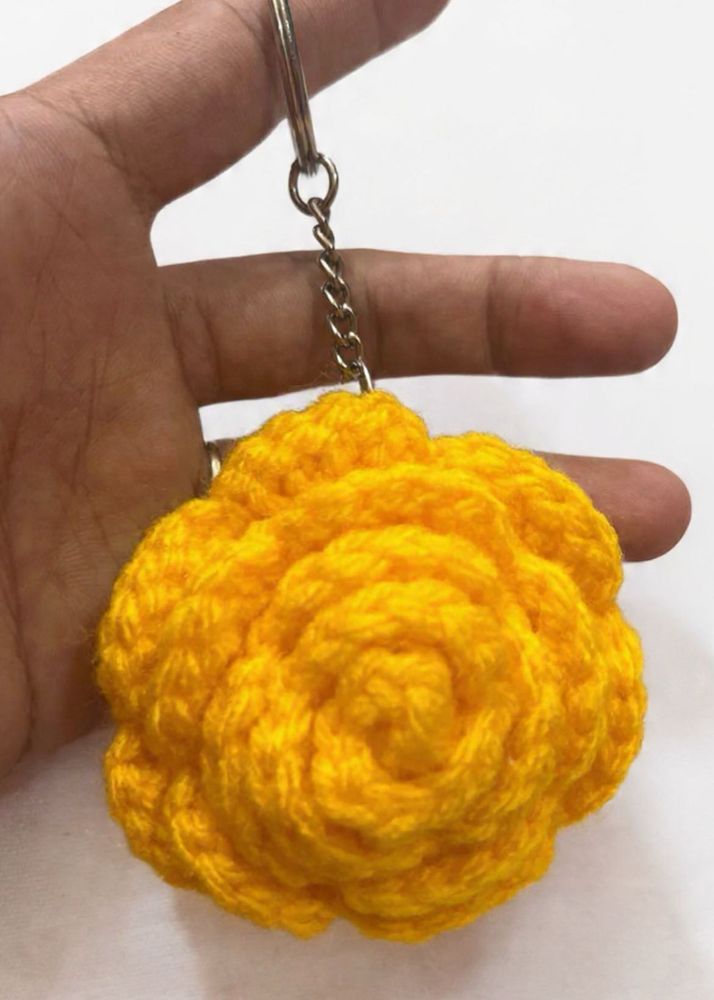 Cute Yellow Rose Keychain