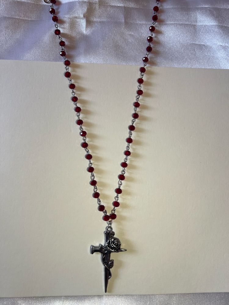 HANDMADE Gothic Rose Cross Necklace