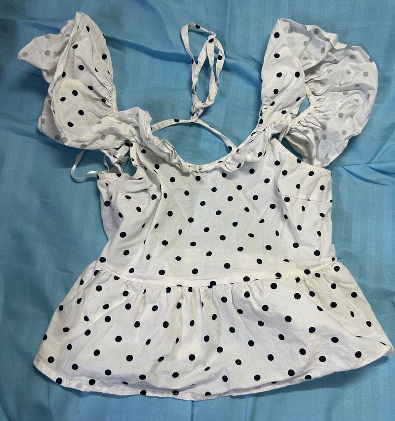 Cute Polka Dot Peplum Top