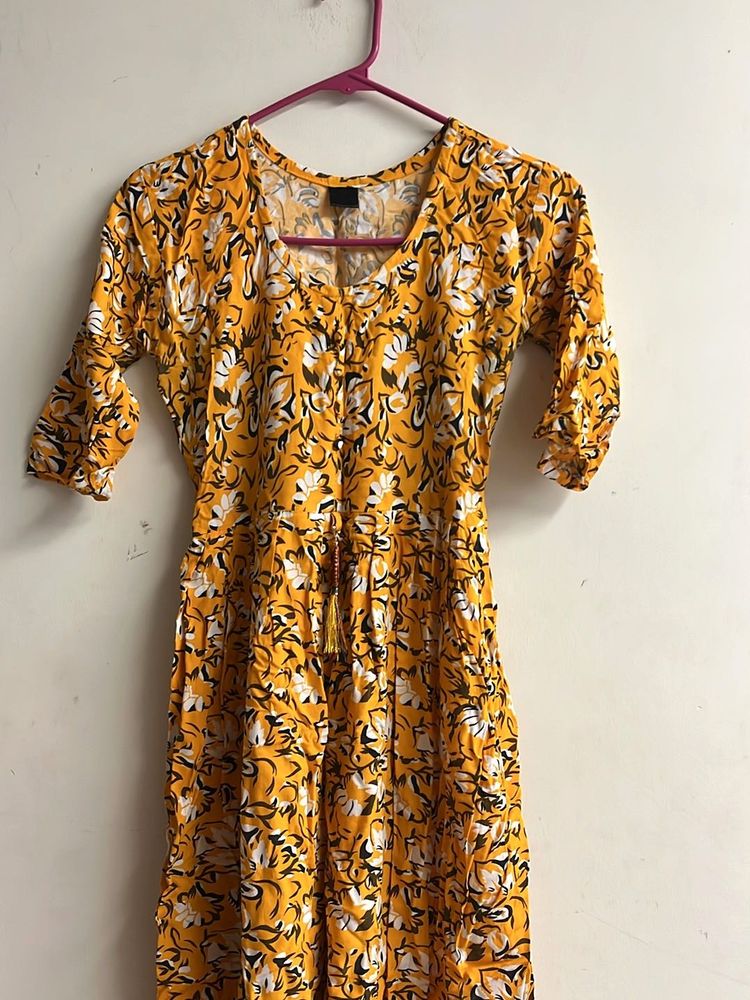 Vibrant Yellow Floral Maxi Dress
