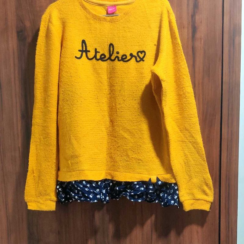 Yellow Textured Sweater Top