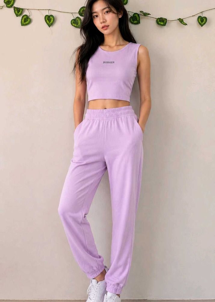 Lavender Crop Top &amp; Jogger Set