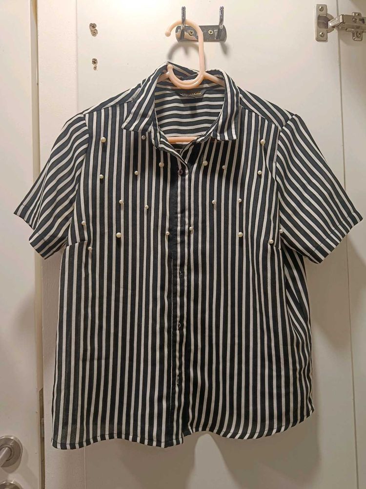 Striped Embellished Women's Shirt