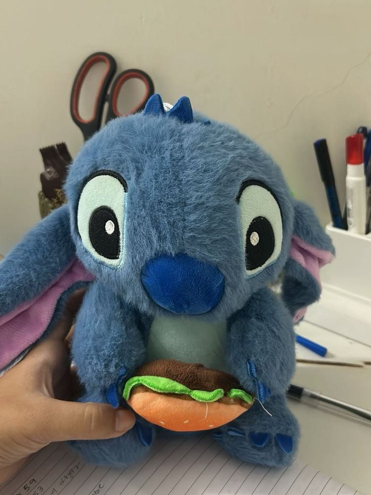 Cute Stitch Plush Toy with Burger