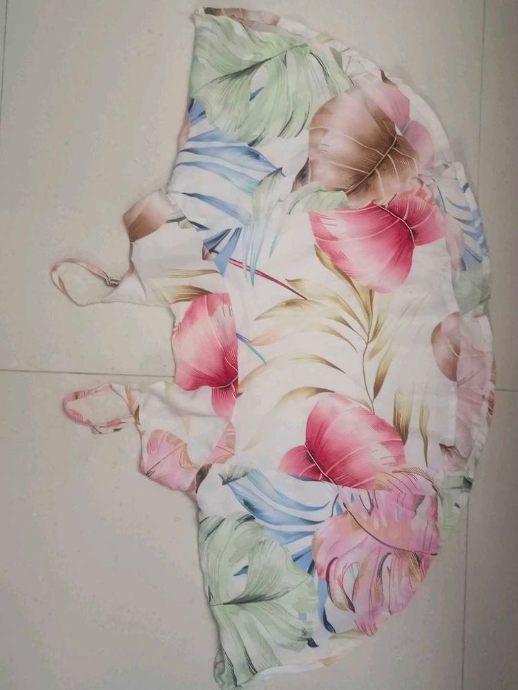 Flowy Tropical Print Summer Dress