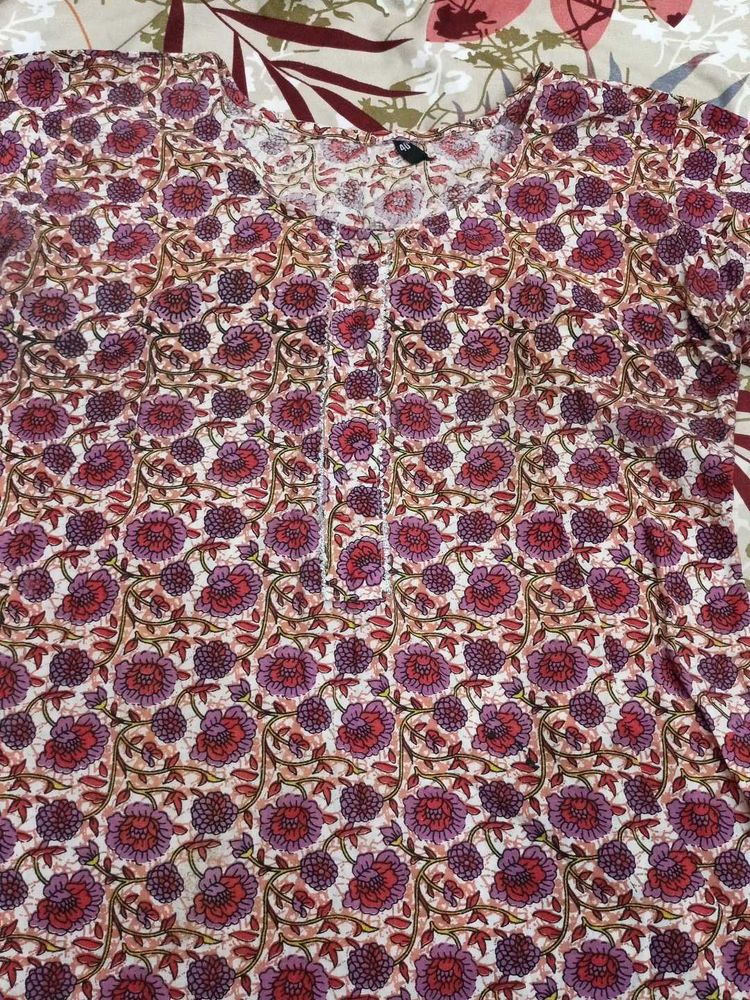 Floral Print Cotton Kurta