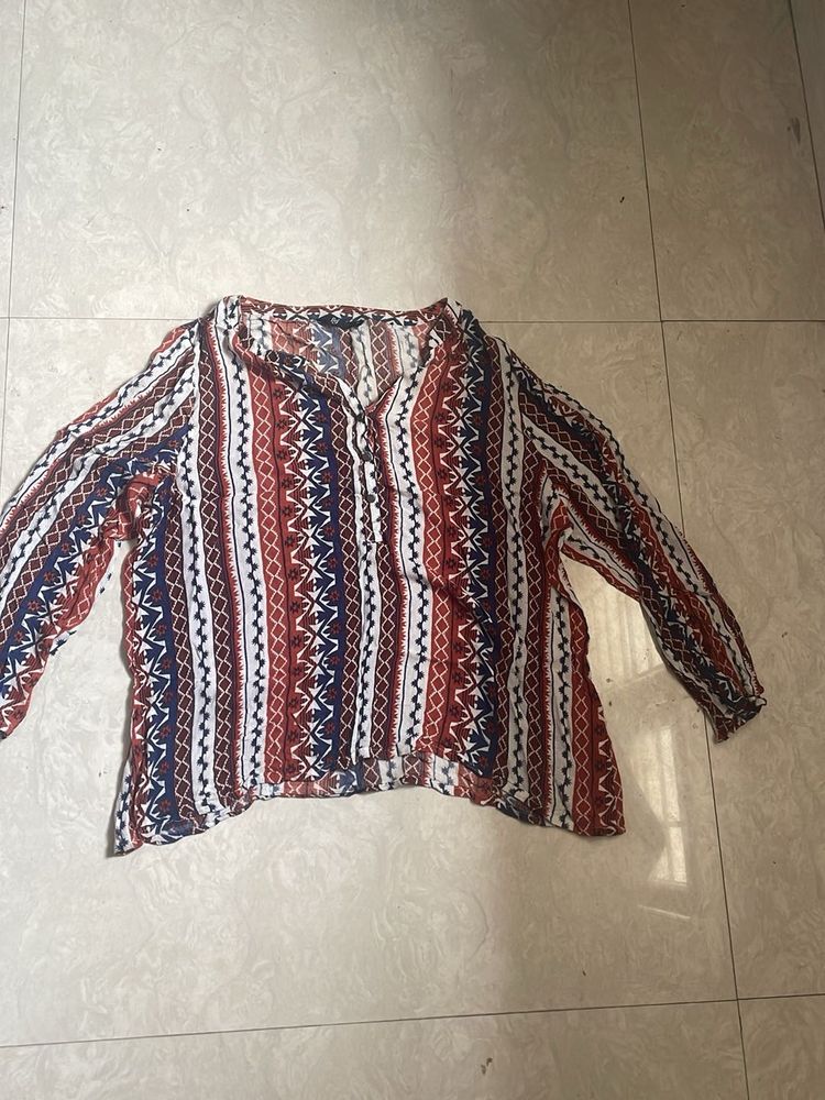 Boho Print V-Neck Tunic Top