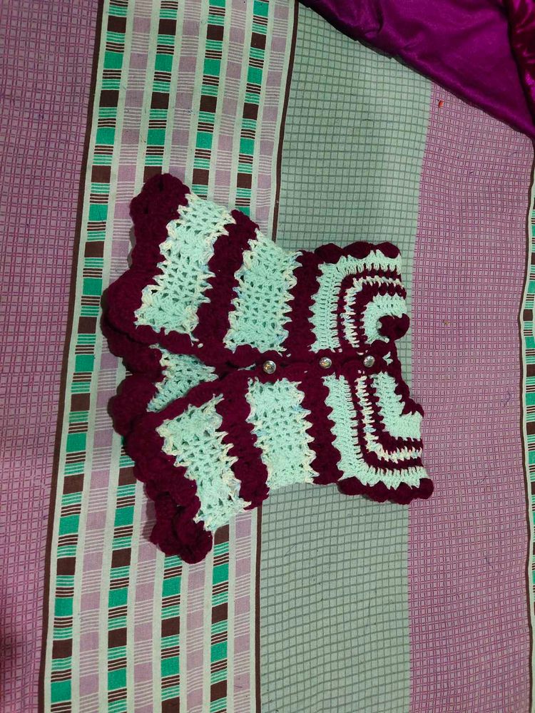 Kids Crochet Winter Dres Vibrant Rainbow Gi