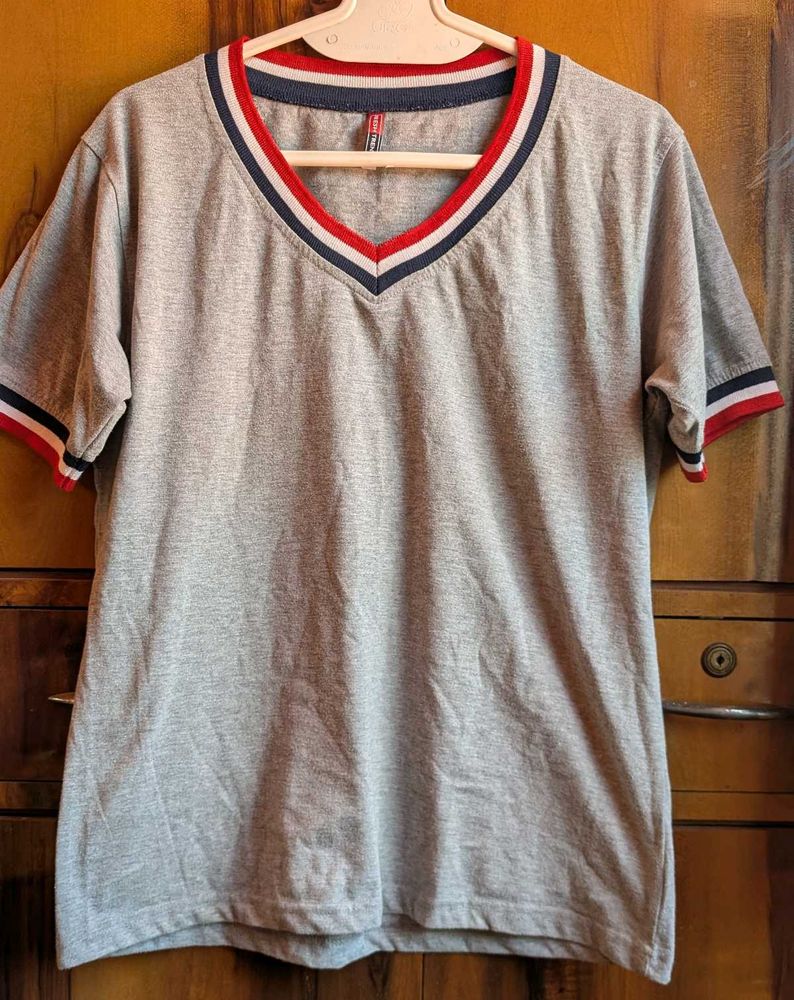 Gray V-Neck T-Shirt