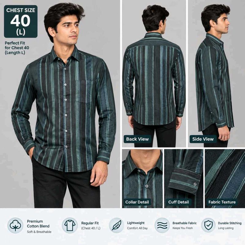 Men's Striped Cotton Blend Shirt