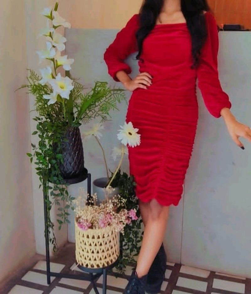 Stretchable Velvet Bodycon Dress