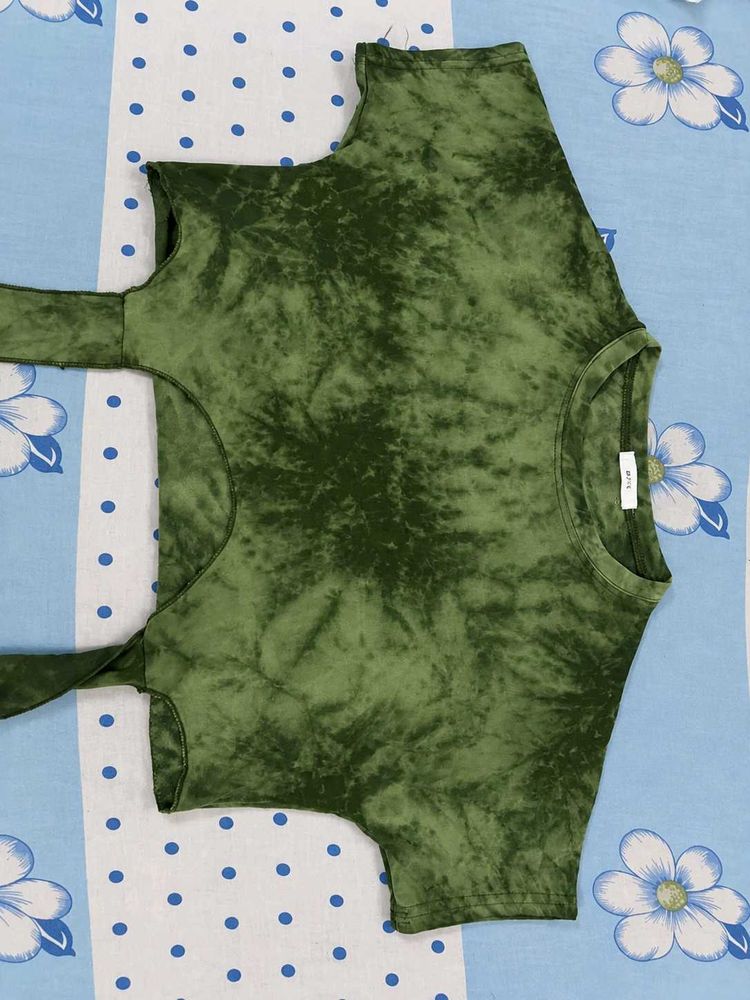 Green Tie-Dye Cropped Top