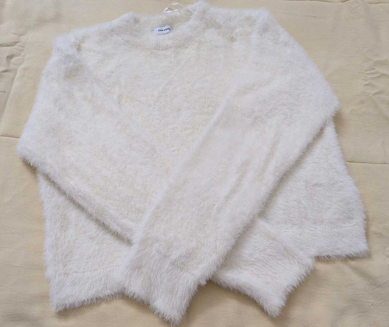Cozy White Fuzzy Sweater
