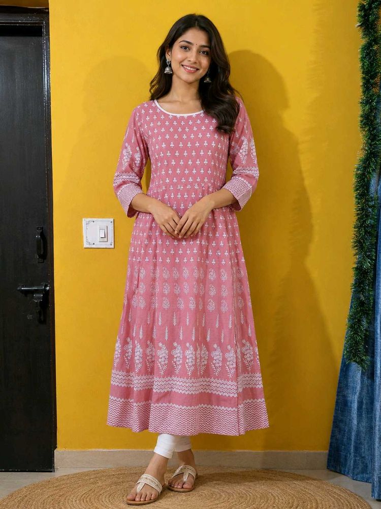 Stylish Pink Printed Kurta for Women