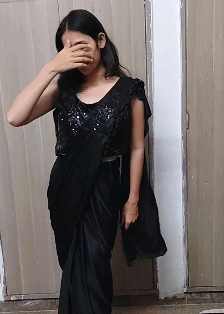 Elegant Black Saree with Sequined Blouse