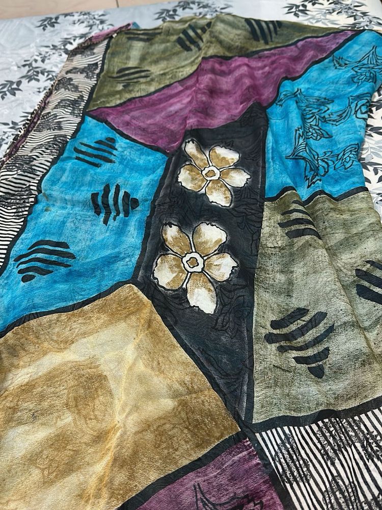 Vibrant saree with Floral Accents