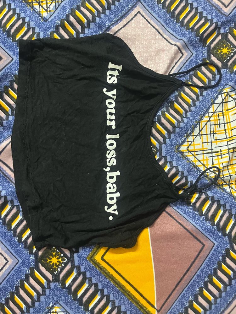 Black 'Its Your Loss, Baby' Crop Top