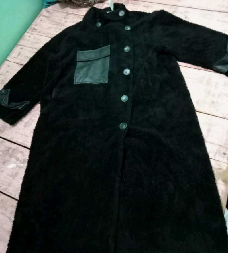 Cozy Black Longline Fleece Coat