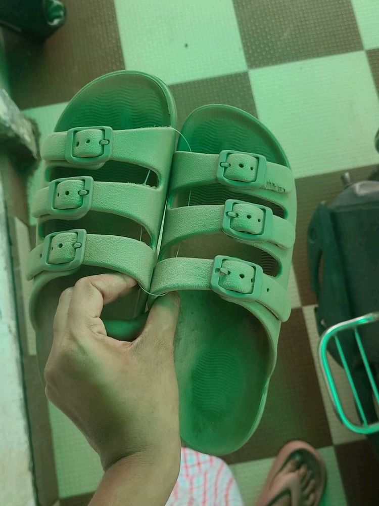 Comfortable Green Slide Sandals
