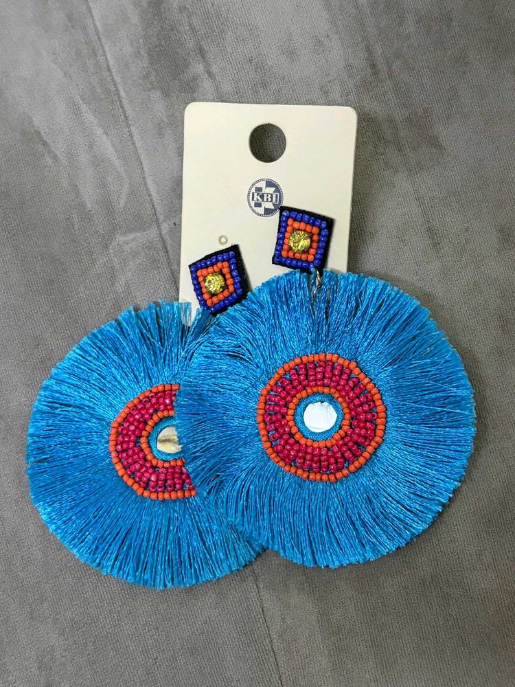 Boho Blue Tassel Earrings