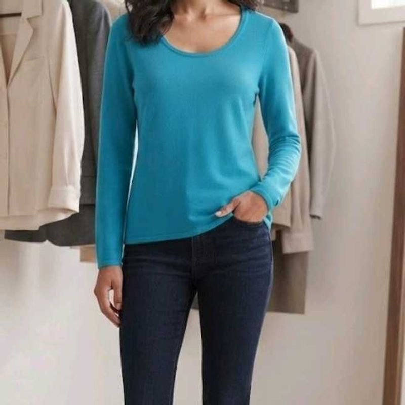 Teal Blue Long Sleeve Top