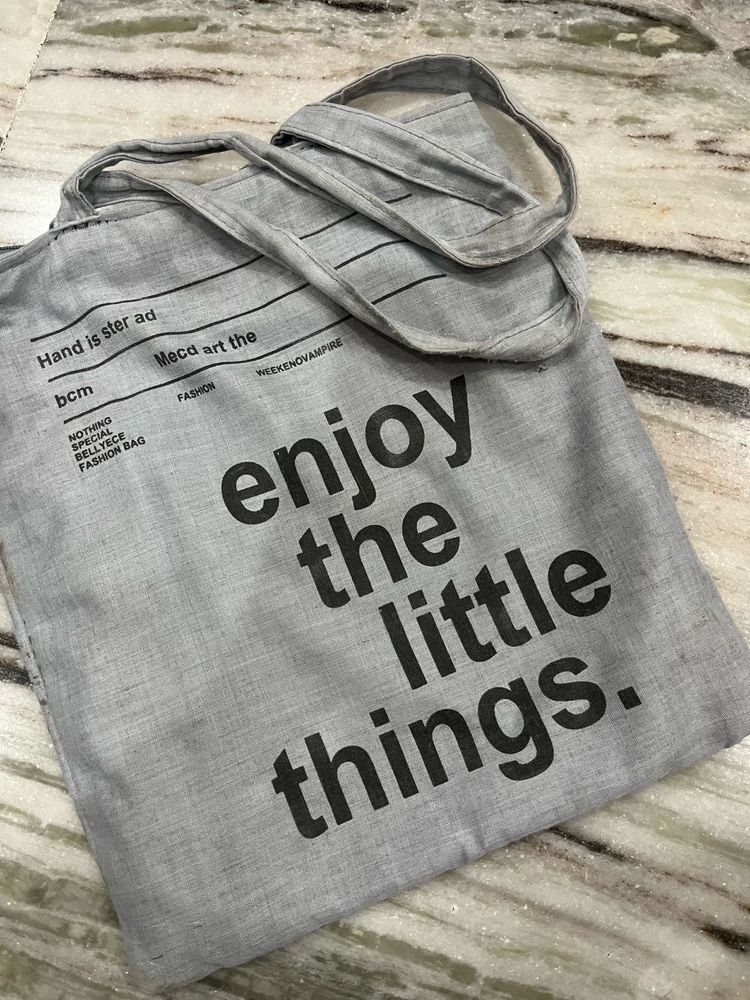 Grey Tote Bag "Enjoy the Little Things"