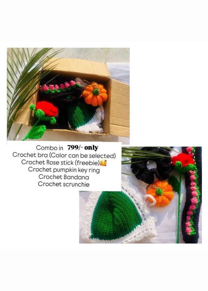 Handmade Crochet Bra &amp; Accessory Set