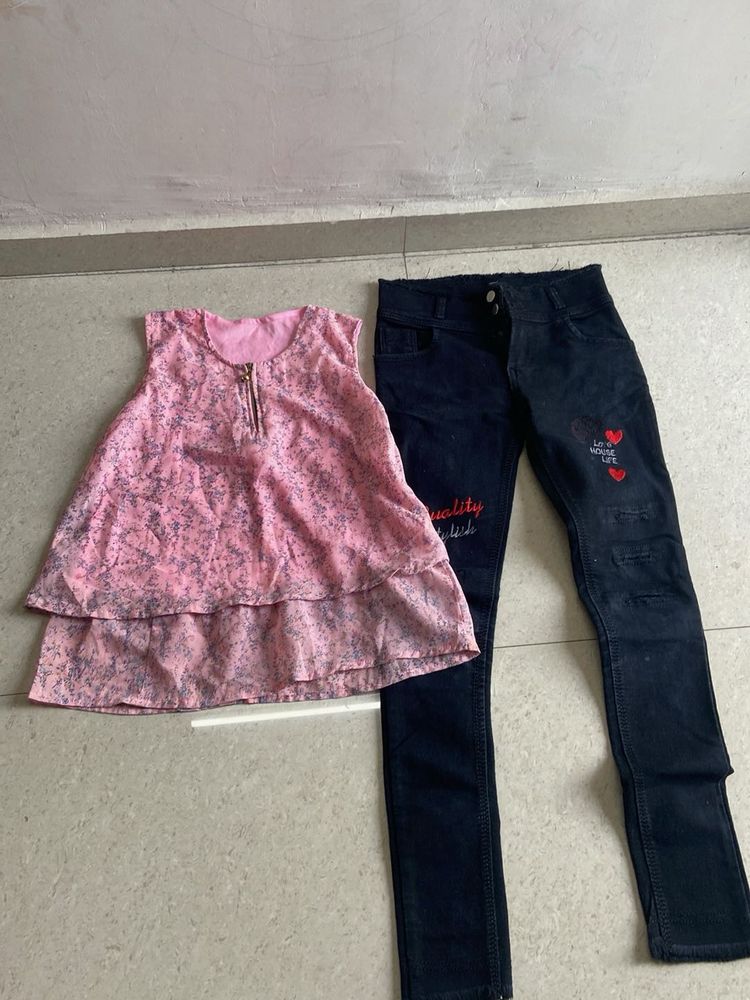 Girls' Outfit: Top and Jeans