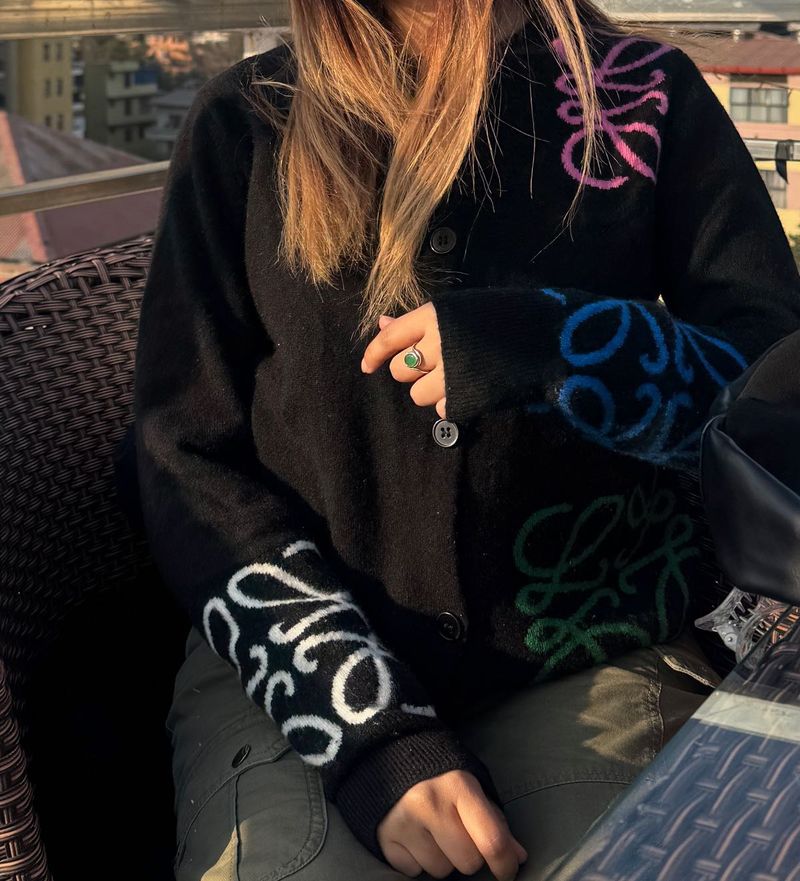Anagram intarsia wool Cardigan