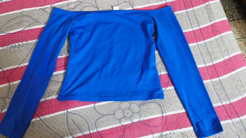 Vibrant Blue Off-Shoulder Top