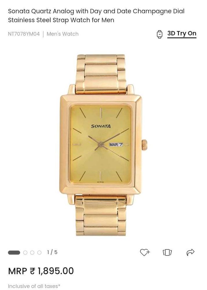Sonata Champagne Dial Watch
