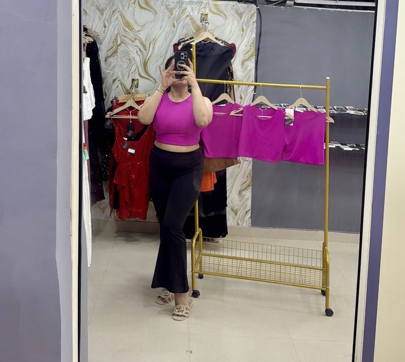 Vibrant Pink Sleeveless Crop Top