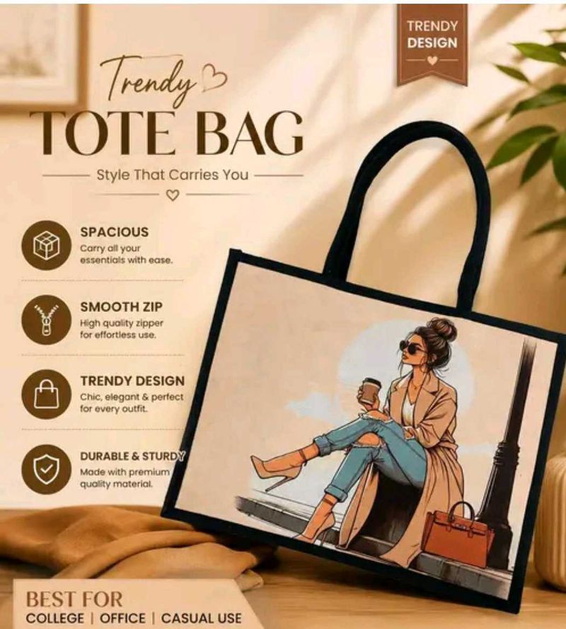 Trendy Tote Bag with Stylish Print