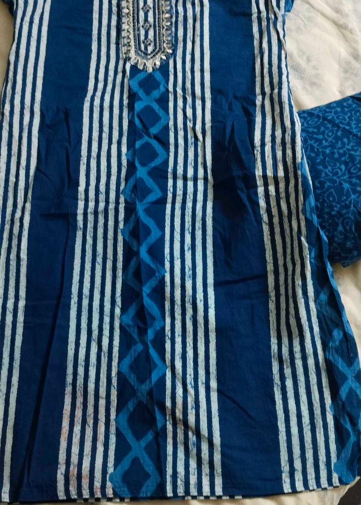 Blue Striped Kurta Set