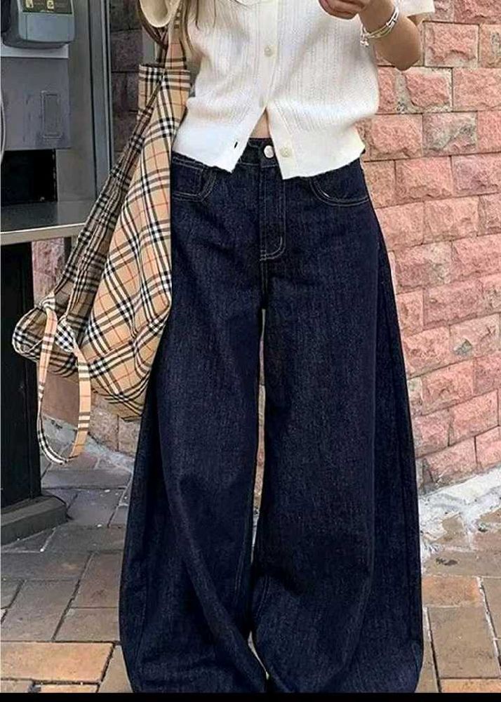 Wide Leg Dark Wash Denim Jeans