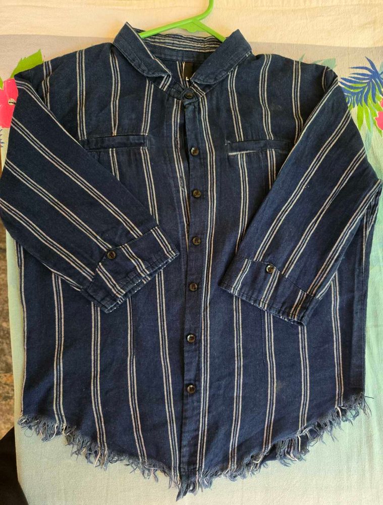 Striped Blue Button-Up Shirt