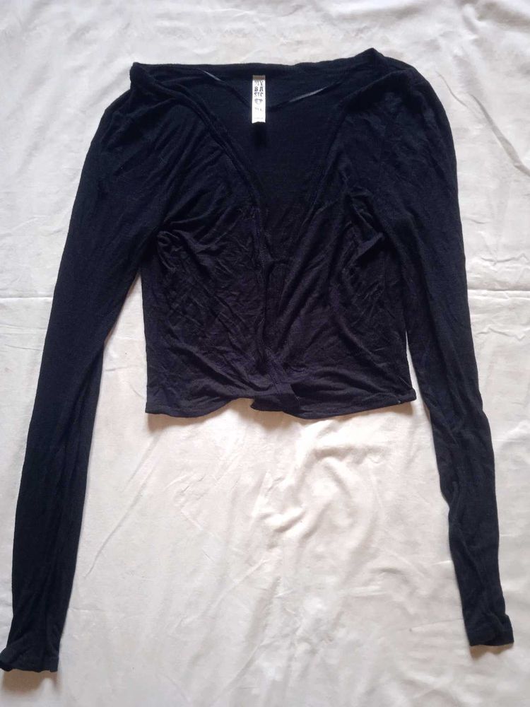 Black Long Sleeve V-Neck Cardigan