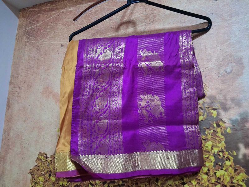 Vibrant Purple &amp; Gold Silk Saree