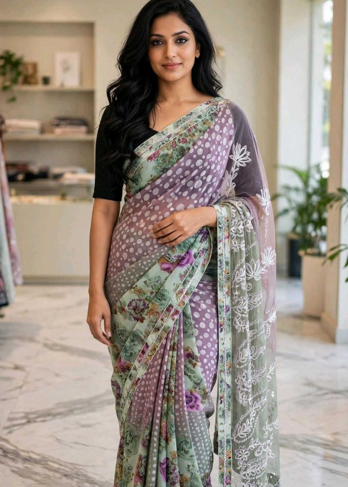 Elegant Floral Print Saree