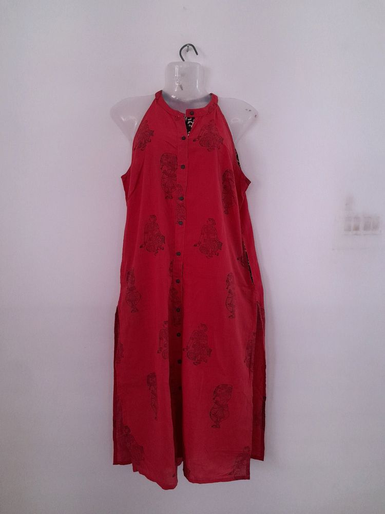 Red Printed Kurta (Women's)