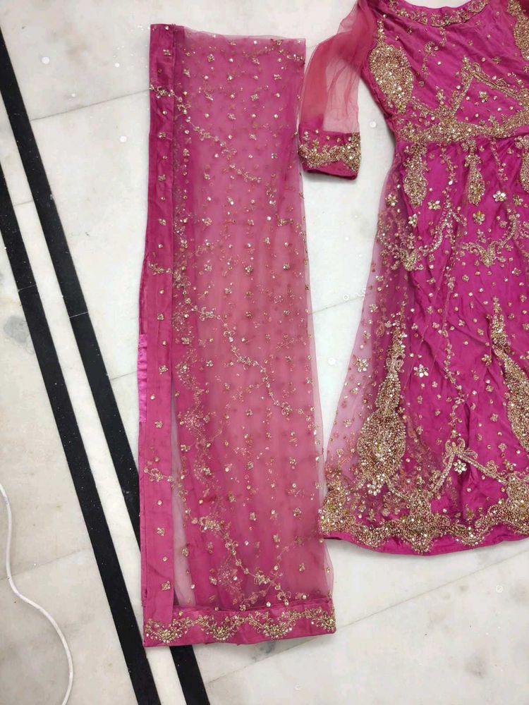 Stunning Pink Embellished gown with dupatta i